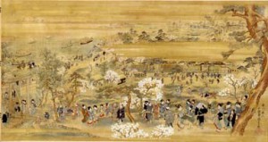 歌川国貞（三代豊国）画「隅田川東岸花見図」文化～天保年間（1804～43頃）当館蔵